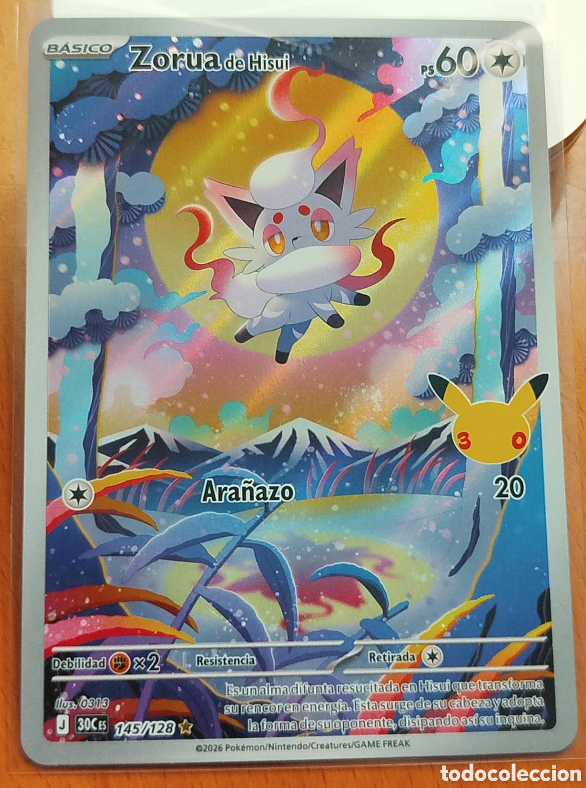 Trading cards: Carta Pok&eacute;mon Zorua de Hisui 145/128 (Ilustraci&oacute;n Rara AR) - Celebraci&oacute;n 30.&ordm; Aniversario [Espa&ntilde;ol]