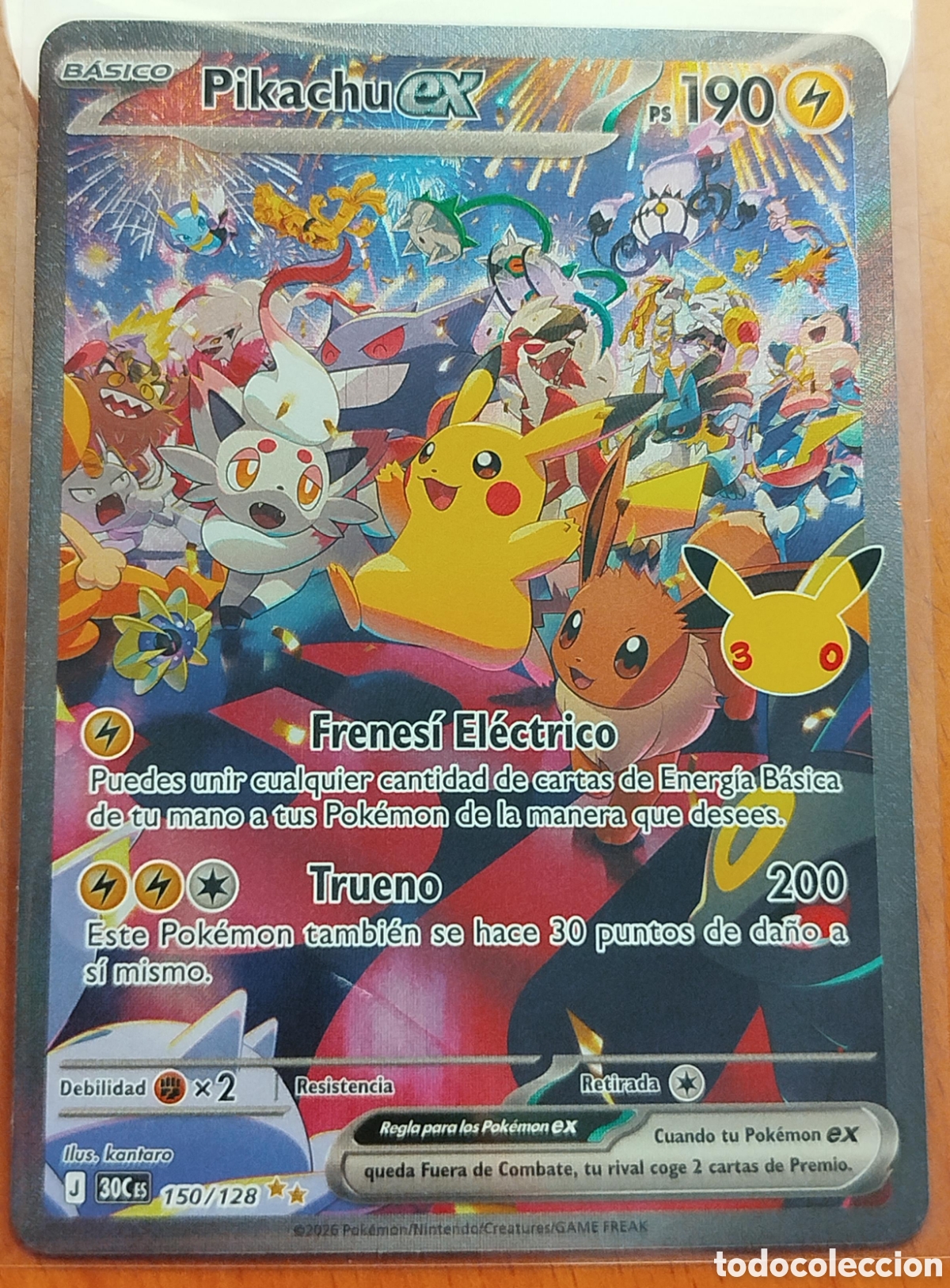 Trading cards: Carta Pok&eacute;mon Pikachu ex 150/128 - Ilustraci&oacute;n Especial Rara - 30.&ordm; Aniversario [ESPA&Ntilde;OL]