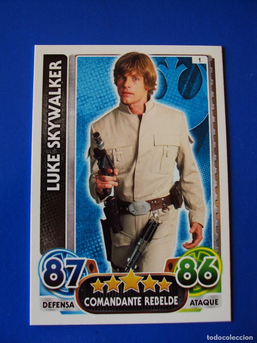 Trading cards: N&ordm; 1 LUKE SKYWALKER STAR WARS EL DESPERTAR DE LA FUERZA FORCE ATTAX AWAKENS 2015 TOPPS CROMO NUEVO