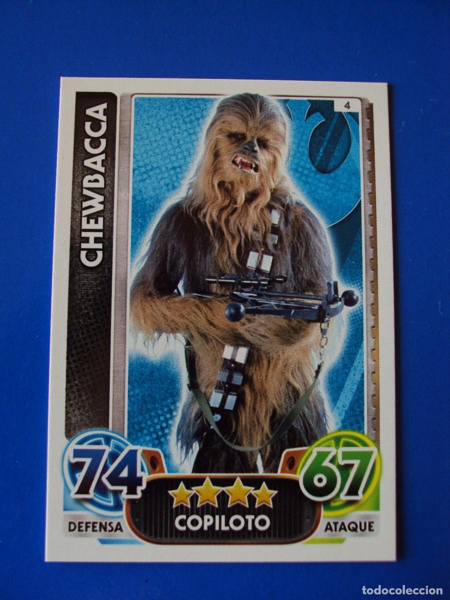Trading cards: N&ordm; 4 CHEWBACCA STAR WARS EL DESPERTAR DE LA FUERZA FORCE ATTAX AWAKENS 2015 TOPPS CROMO NUEVO