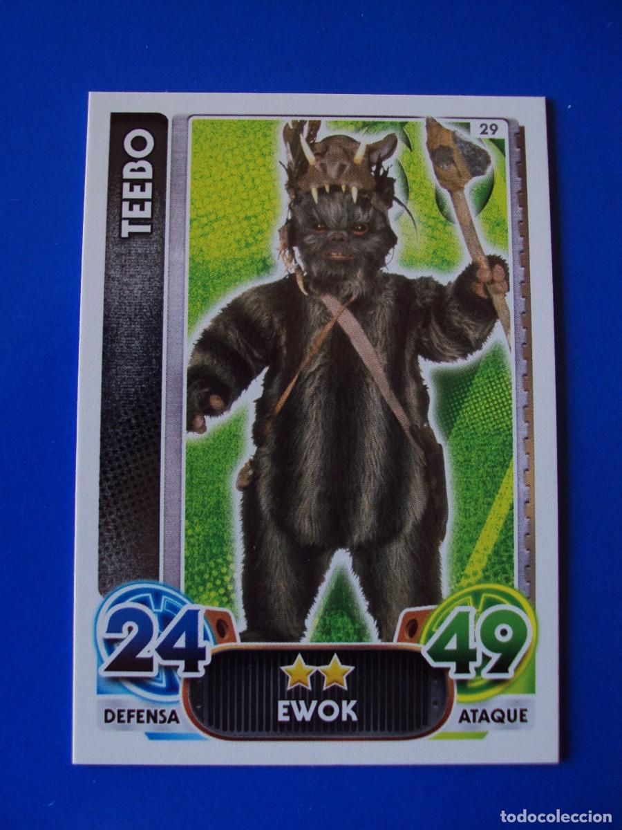 Trading cards: N&ordm; 29 TEEBO EWOK STAR WARS EL DESPERTAR DE LA FUERZA FORCE ATTAX AWAKENS 2015 TOPPS CROMO NUEVO