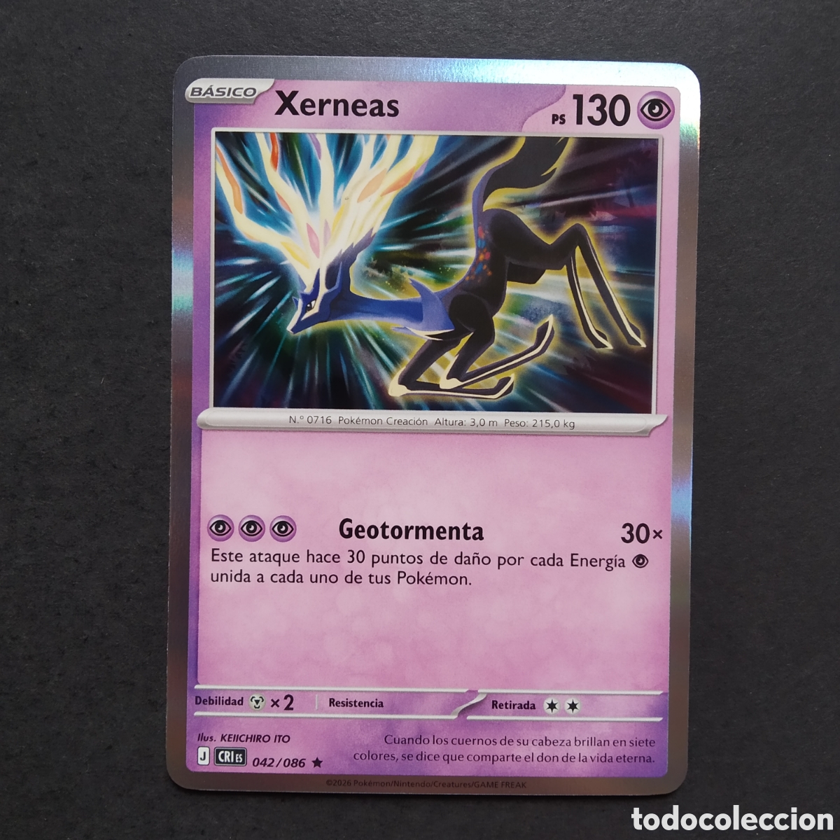 Cartas Colecion&aacute;veis: CARTA TCG - N&ordm; 042 - XERNEAS (REVERSE HOLO) - CAOS CRECIENTE - POK&Eacute;MON - EN ESPA&Ntilde;OL