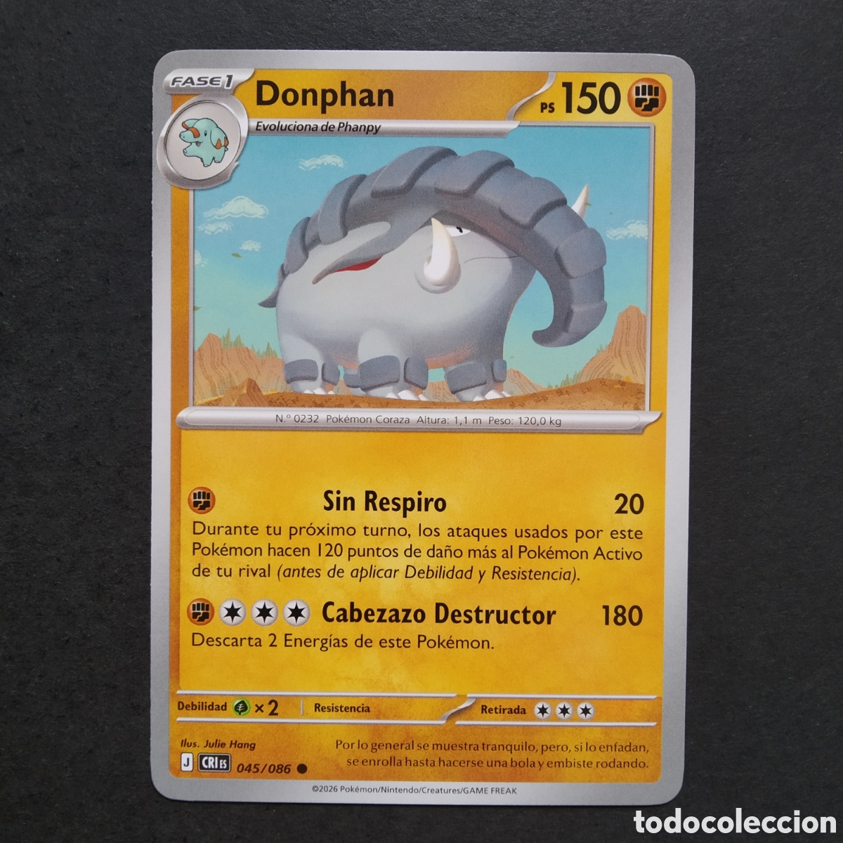 Trading cards: CARTA TCG - N&ordm; 045 - DONPHAN - CAOS CRECIENTE - POK&Eacute;MON - EN ESPA&Ntilde;OL