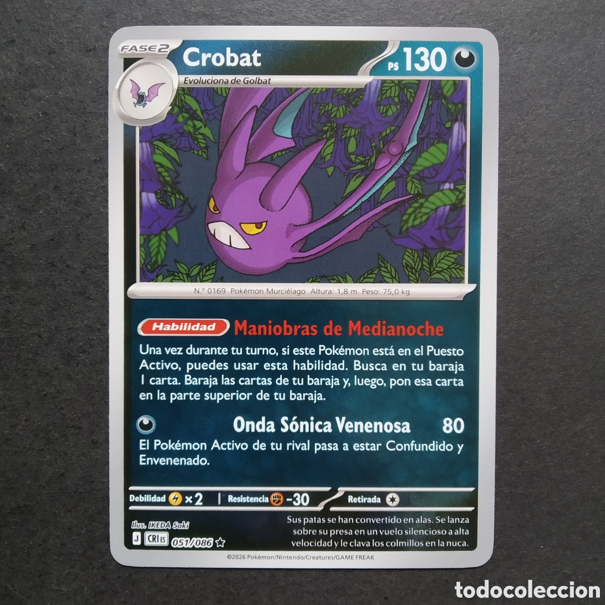Sammelkarten: CARTA TCG - N&ordm; 051 - CROBAT (HOLOGR&Aacute;FICA) - CAOS CRECIENTE - POK&Eacute;MON - EN ESPA&Ntilde;OL