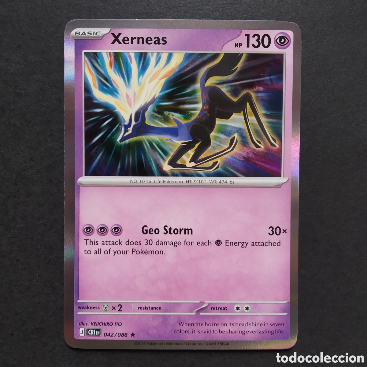Trading Cards: CARTA TCG - N&ordm; 042 - XERNEAS (REVERSE HOLO) - CHAOS RISING - POK&Eacute;MON - EN INGL&Eacute;S