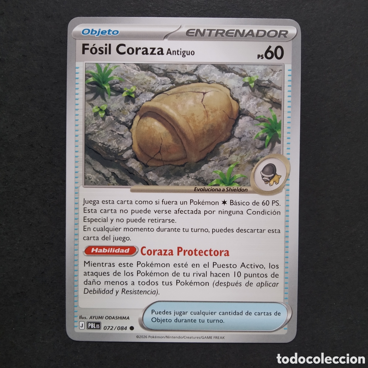 Trading cards: CARTA TCG - N&ordm; 072 - F&Oacute;SIL CORAZA ANTIGUO - OSCURIDAD ABSOLUTA - POK&Eacute;MON - EN ESPA&Ntilde;OL