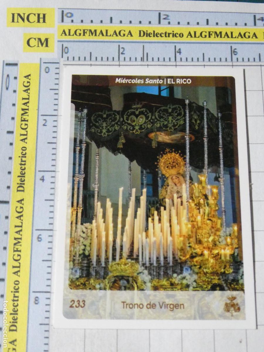 Trading cards: TARJETA TRADING CARD CROMO RELIGIOSO SEMANA SANTA M&Aacute;LAGA. HOLY CARDS. 233 EL RICO TRONO VIRGEN