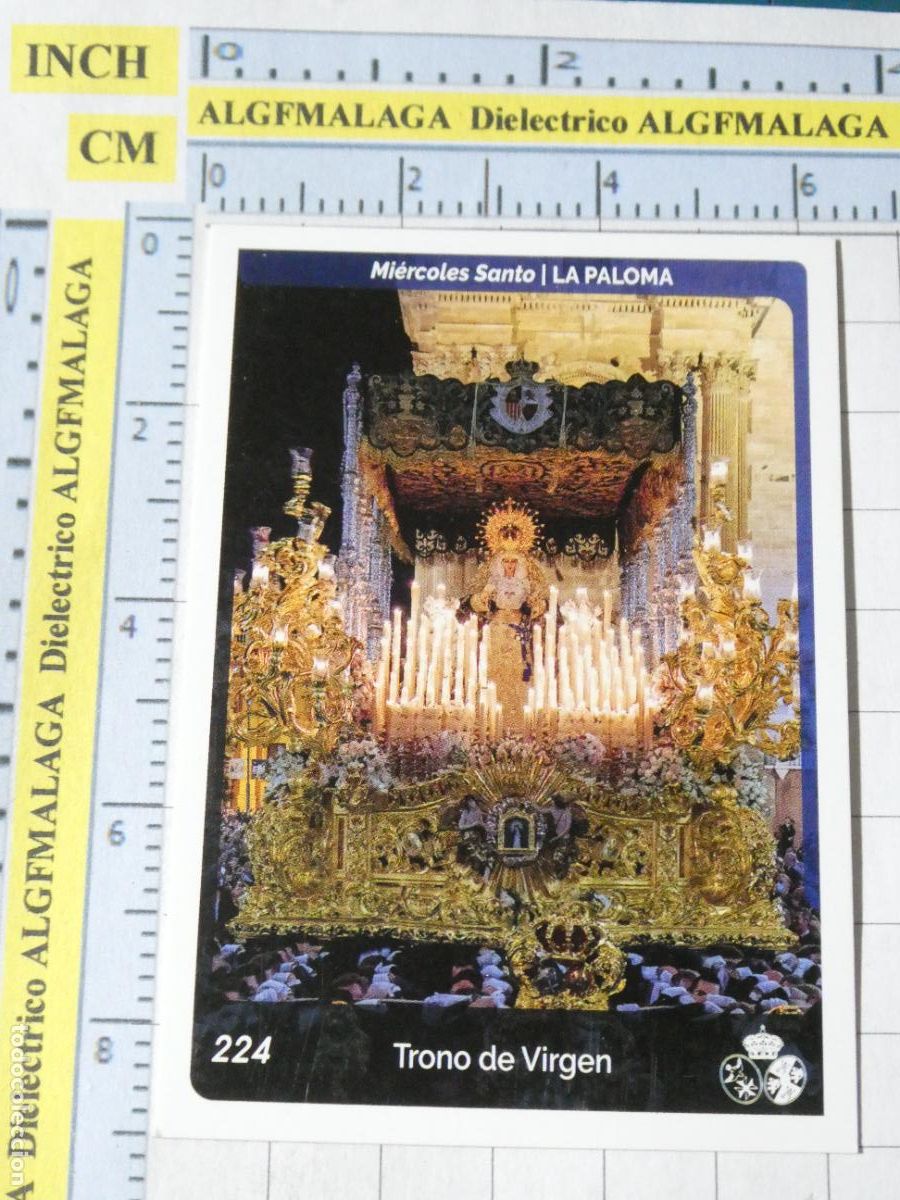 Trading cards: TARJETA TRADING CARD CROMO RELIGIOSO SEMANA SANTA M&Aacute;LAGA. HOLY CARDS. 224 LA PALOMA TRONO VIRGEN