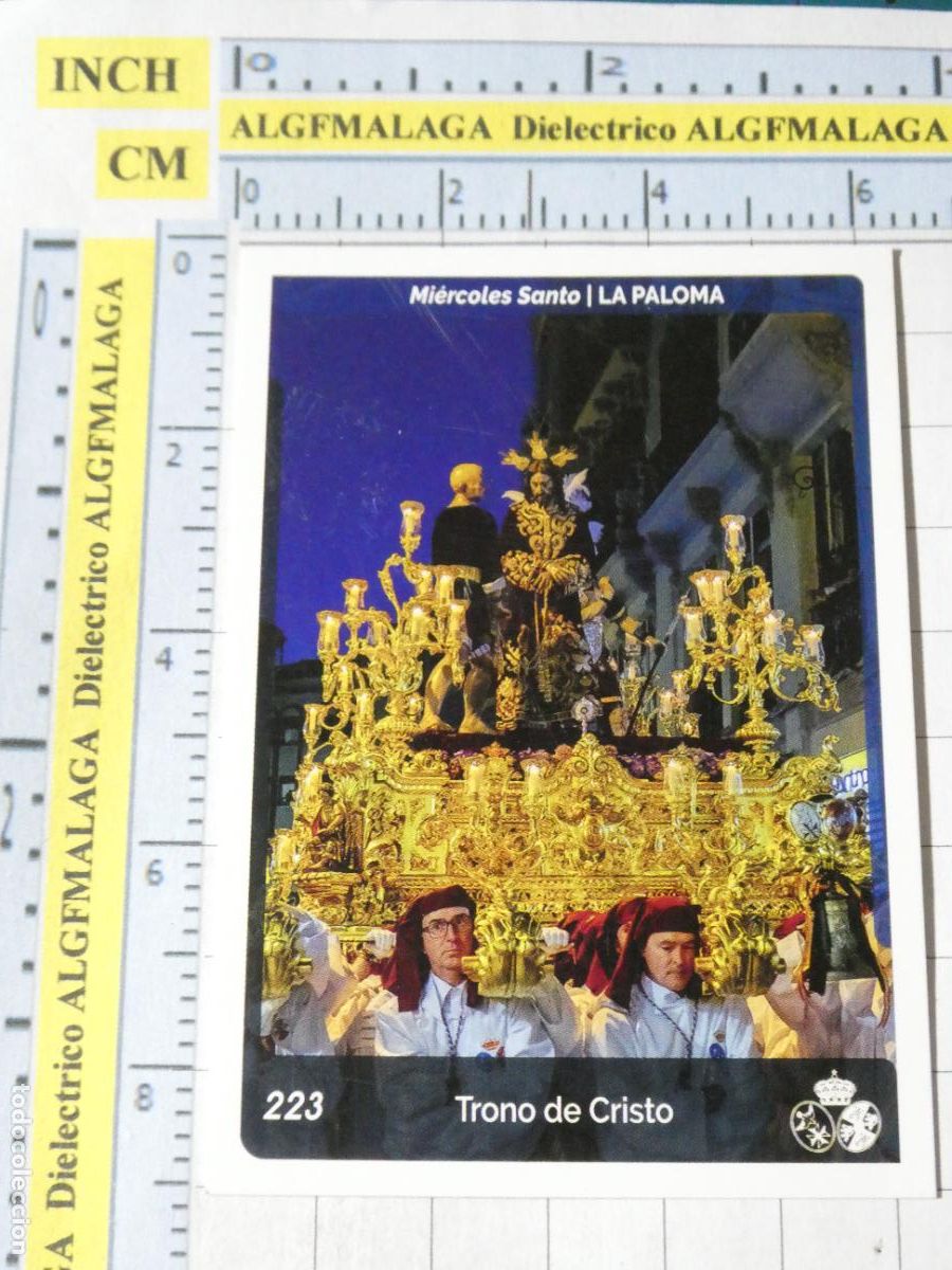 Trading cards: TARJETA TRADING CARD CROMO RELIGIOSO SEMANA SANTA M&Aacute;LAGA. HOLY CARDS. 223 LA PALOMA TRONO CRISTO