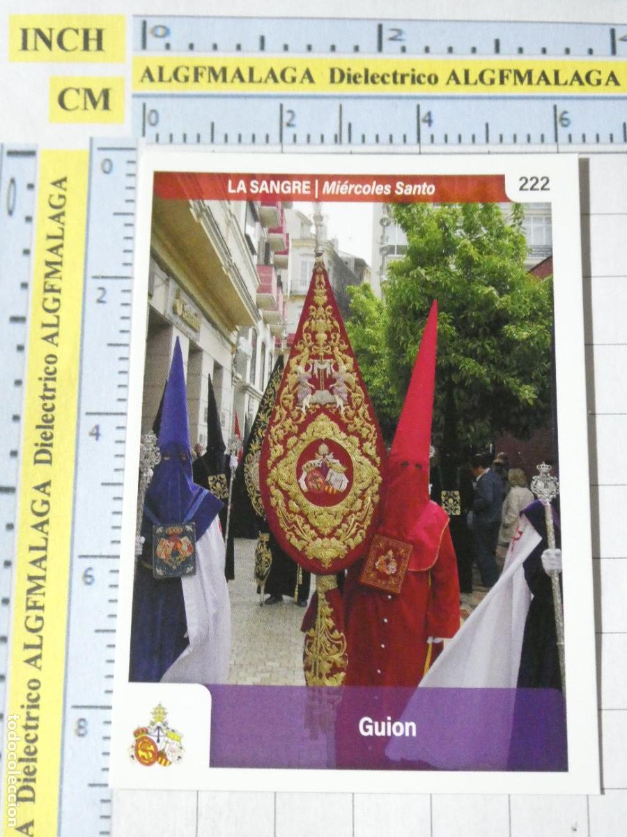Trading cards: TARJETA TRADING CARD CROMO RELIGIOSO SEMANA SANTA M&Aacute;LAGA. HOLY CARDS. 222 LA SANGRE GUI&Oacute;N