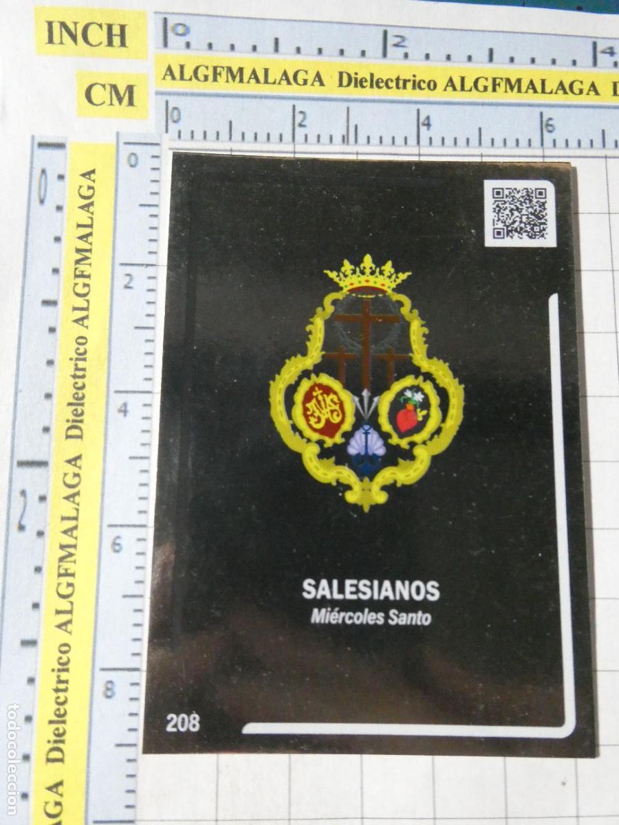 Cartas Colecion&aacute;veis: TARJETA TRADING CARD CROMO RELIGIOSO SEMANA SANTA M&Aacute;LAGA. HOLY CARDS. 208 SALESIANOS ESCUDO