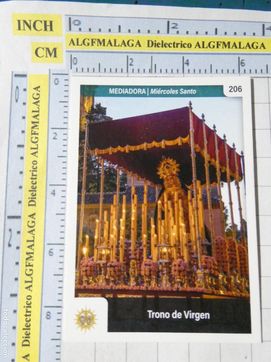 Cartas Colecion&aacute;veis: TARJETA TRADING CARD CROMO RELIGIOSO SEMANA SANTA M&Aacute;LAGA. HOLY CARDS. 206 MEDIADORA TRONO VIRGEN