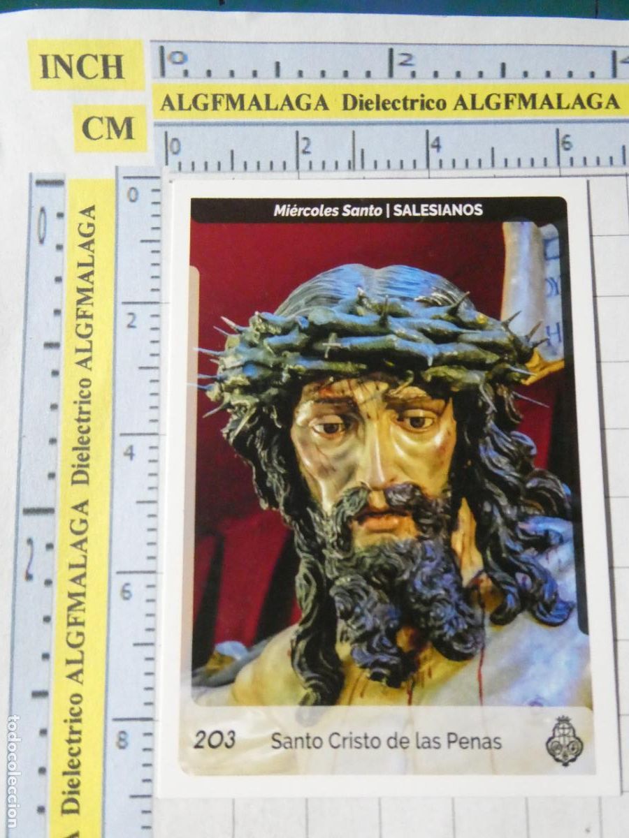 Trading cards: TARJETA TRADING CARD CROMO RELIGIOSO SEMANA SANTA M&Aacute;LAGA. HOLY CARDS. 203 SALESIANOS CRISTO PENAS