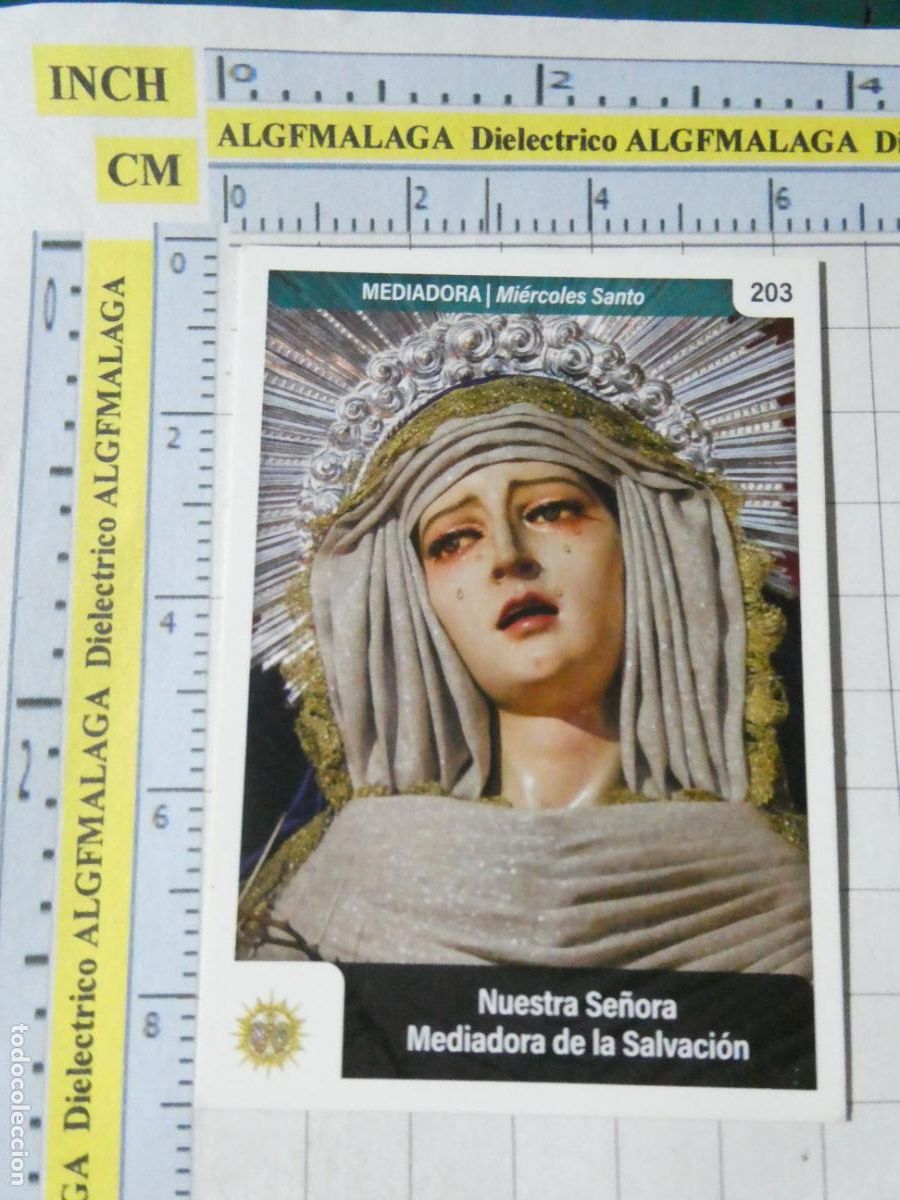 Trading cards: TARJETA TRADING CARD CROMO RELIGIOSO SEMANA SANTA M&Aacute;LAGA. HOLY CARDS. 203 MEDIADORA SALVACI&Oacute;N