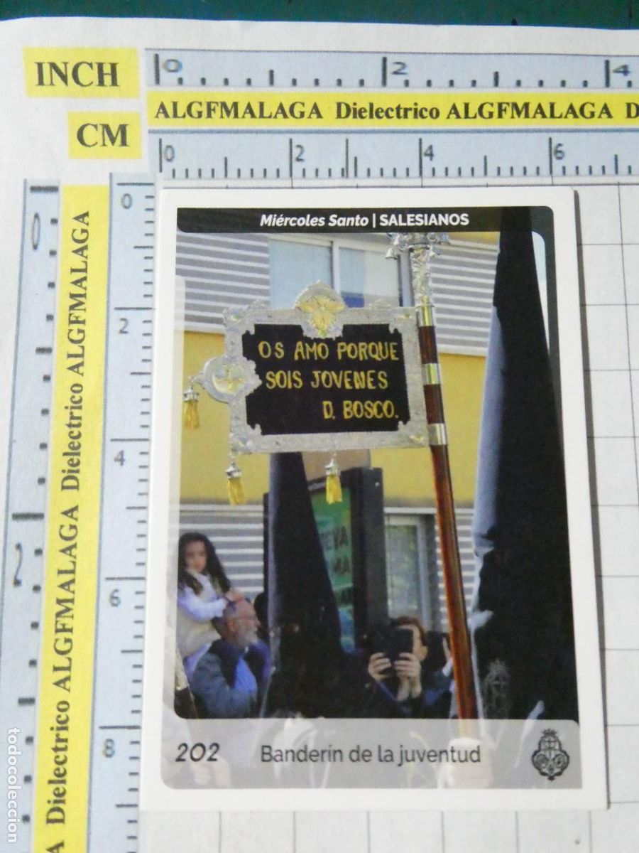 Trading cards: TARJETA TRADING CARD CROMO RELIGIOSO SEMANA SANTA M&Aacute;LAGA. HOLY CARDS. 202 SALESIANOS BANDER&Iacute;N