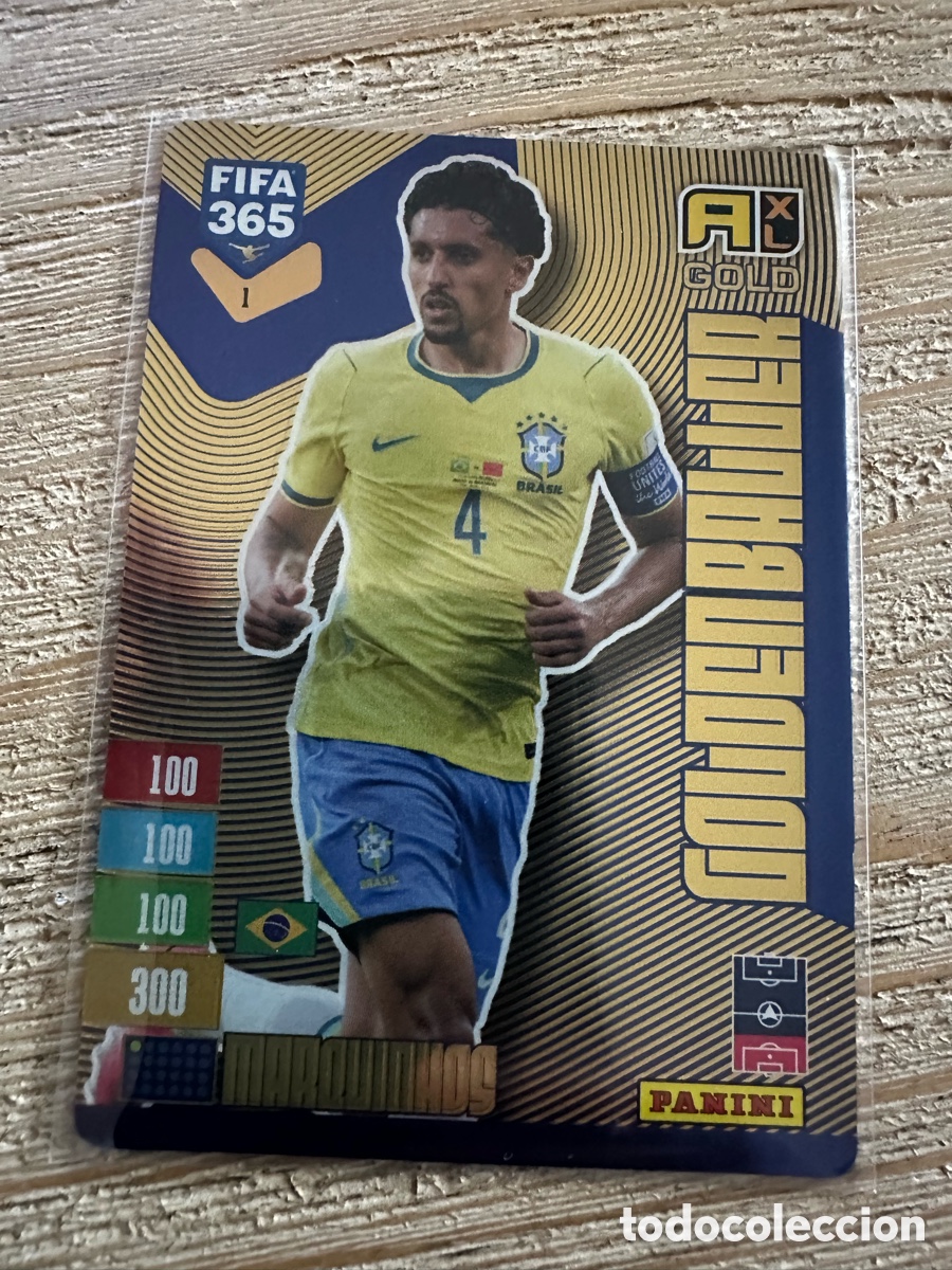 Trading cards: MARQUINHOS BRASIL GOLDEN BALLER 7 FIFA 365 2027 PANINI ADRENALYN XL