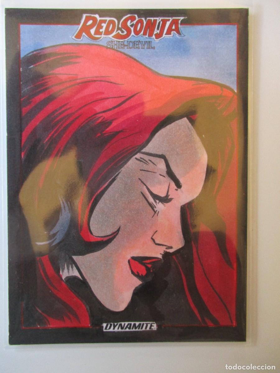 Trading cards: Tarjeta Coleccionista Dinamita Roja Sonja 2020 Boceto Original por ZACKARY MARCIS