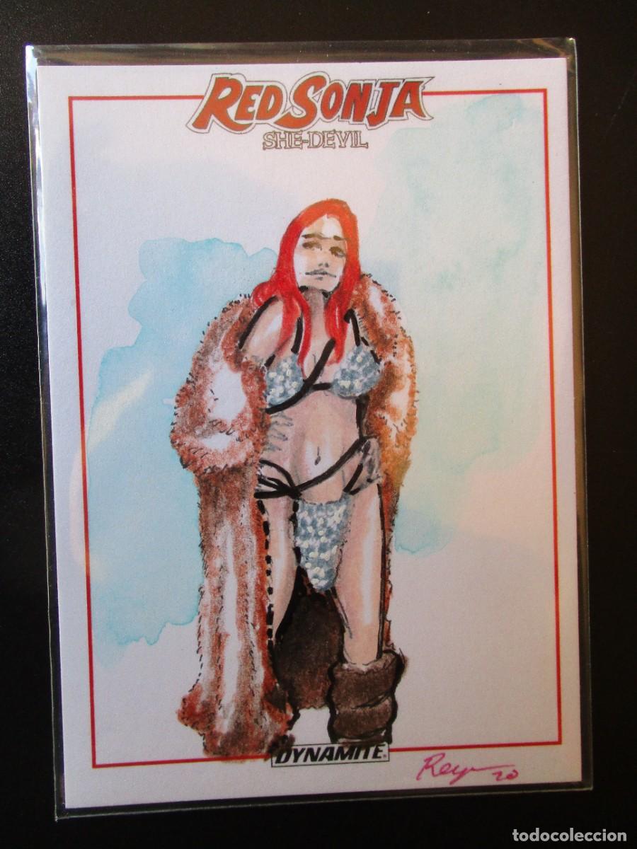 Trading cards: Tarjeta Coleccionista Dinamita Roja Sonja 2020 Boceto Original por APRIL REYNA