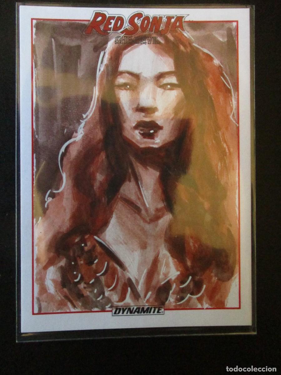 Trading cards: Tarjeta Coleccionista Dinamita Roja Sonja 2020 Boceto Original por KURSAT GETINER