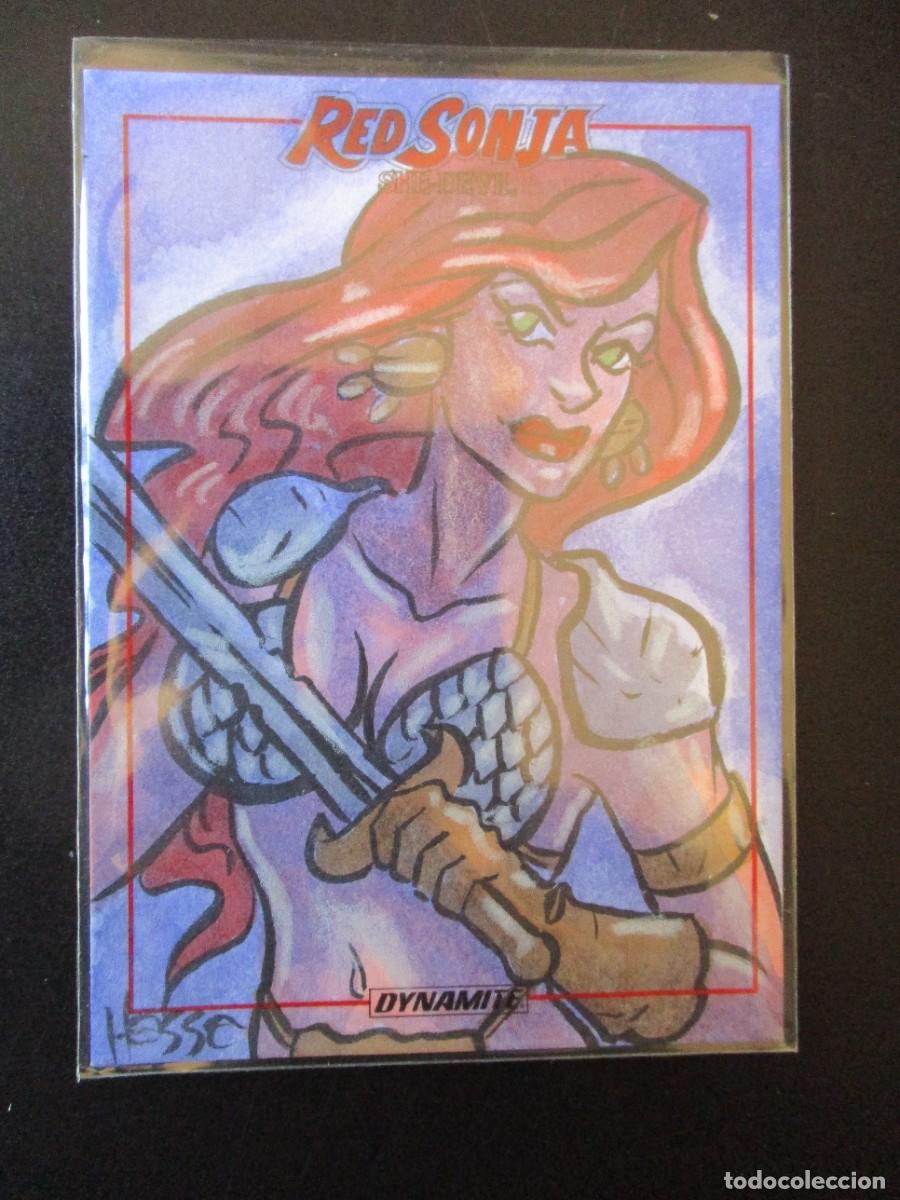 Trading cards: Tarjeta Coleccionista Dinamita Roja Sonja 2020 Boceto Original por ERICA HESSE