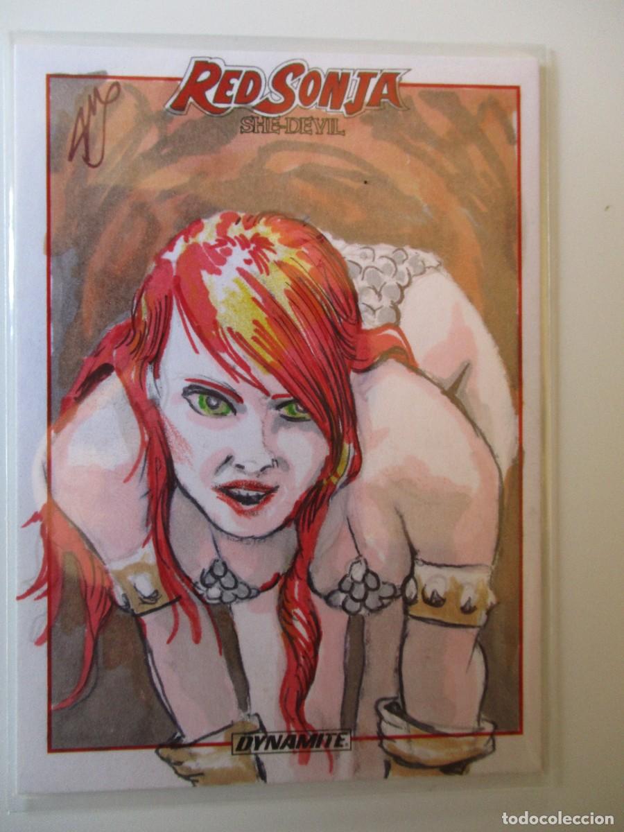 Trading cards: Tarjeta Coleccionista Dinamita Roja Sonja 2020 Boceto Original por JAY MOOERS