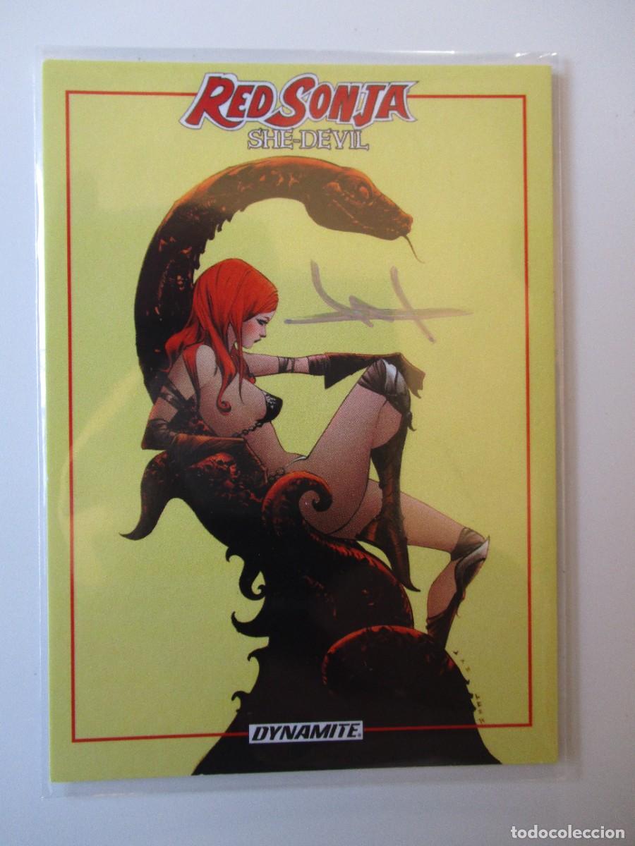 Trading cards: Tarjeta Coleccionista Dinamita Roja Sonja 2020 FIRMA Original por JAE LEE