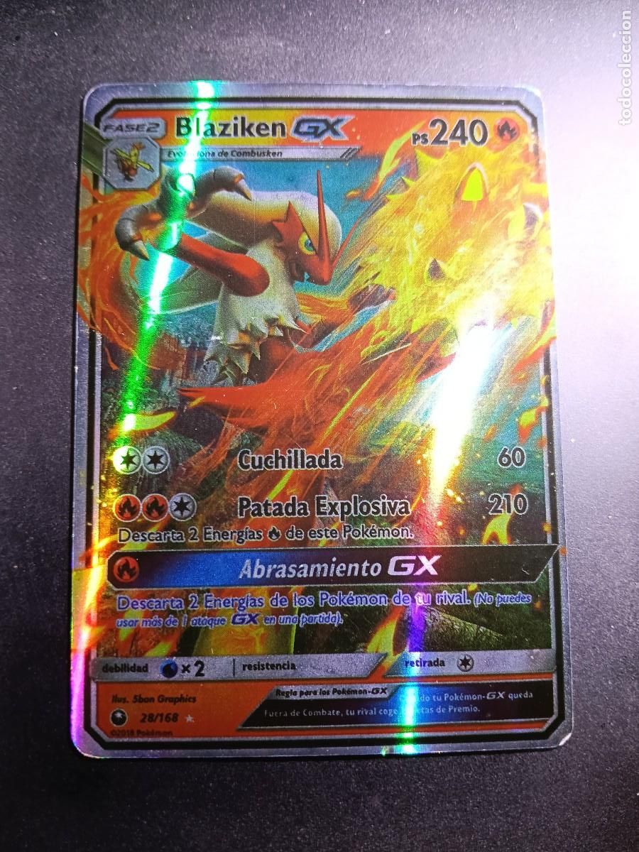 Trading cards: CROMO CARTA BLAZIKEN GX 28/168 CUCHILLADA PATADA EXPLOSIVA BRILLANTE POKEMON 2017