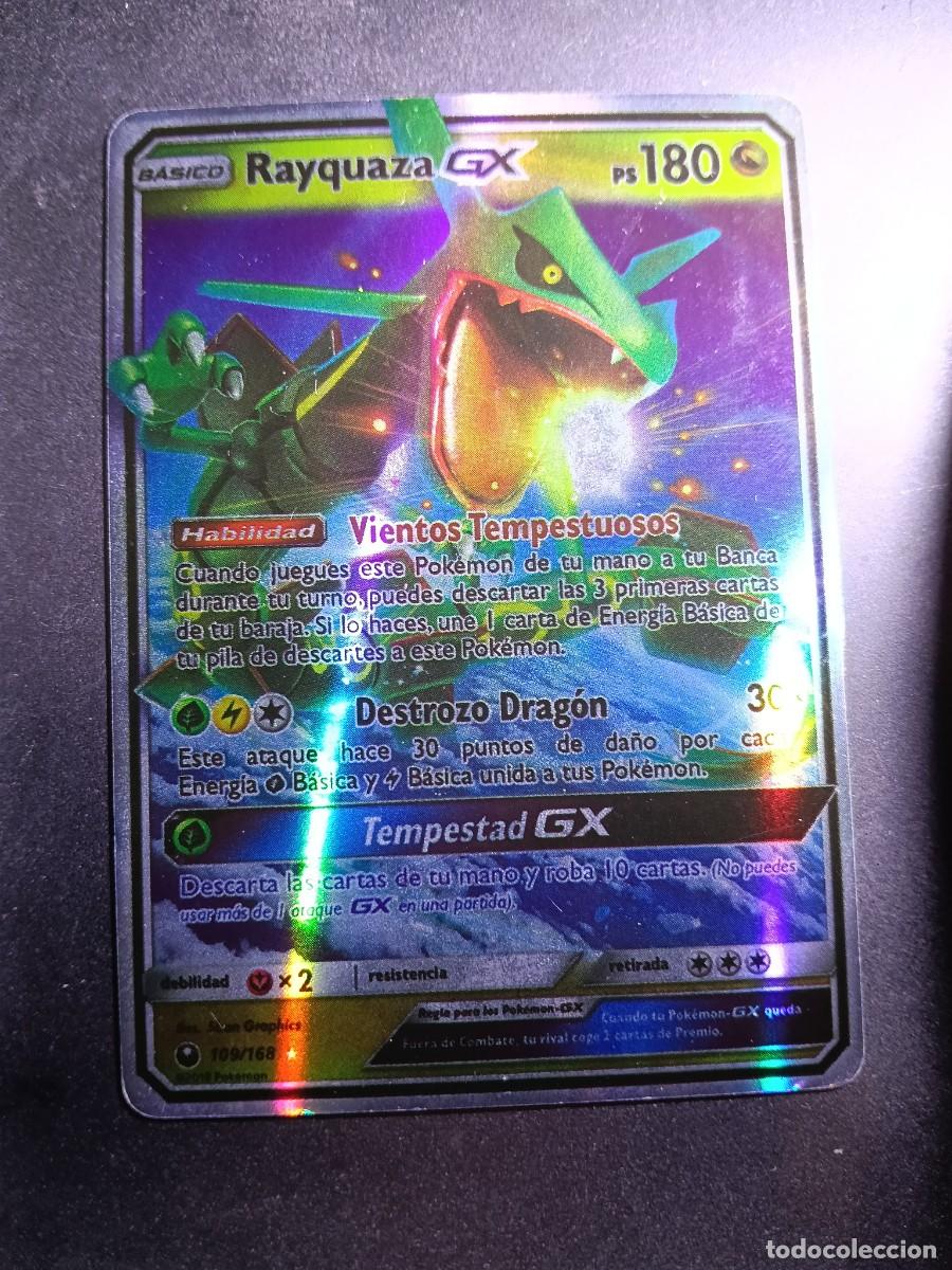 Trading cards: CROMO CARTA RAYQUAZA GX 109/168 VIENTOS TEMPESTUOSOS DESTROZO DRAGON BRILLANTE POKEMON 2017