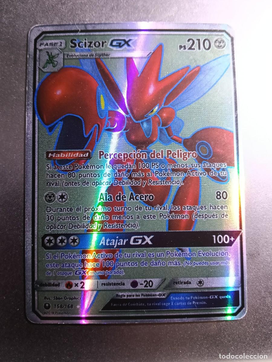 Trading cards: CROMO CARTA SCIZOR ATAJAR GX 158/168 ALA DE ACERO PERCEPCION DEL PELIGRO BRILLANTE POKEMON 2017