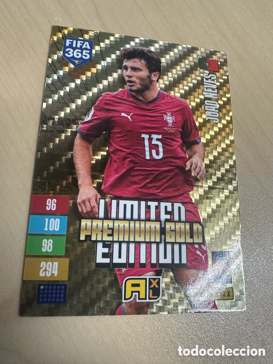 Trading cards: JOAO NEVES PORTUGAL LIMITED EDITION PREMIUM GOLD FIFA 365 2027 PANINI ADRENALYN XL