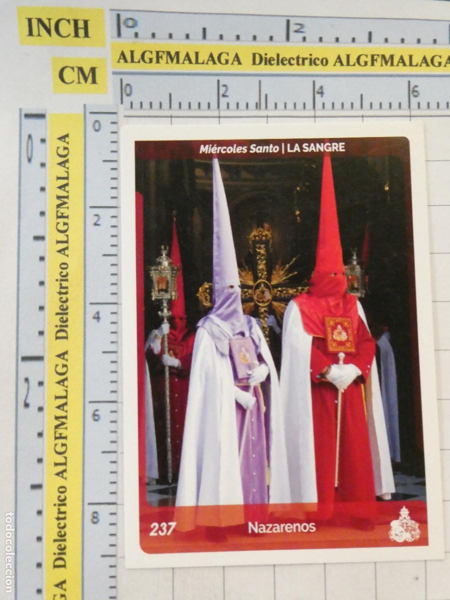 Trading cards: TARJETA TRADING CARD CROMO RELIGIOSO SEMANA SANTA M&Aacute;LAGA. HOLY CARDS. 237 LA SANGRE NAZARENOS