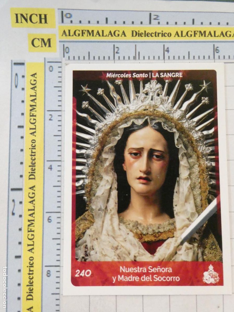 Trading cards: TARJETA TRADING CARD CROMO RELIGIOSO SEMANA SANTA M&Aacute;LAGA. HOLY CARDS 240 LA SANGRE MADRE DEL SOCORRO