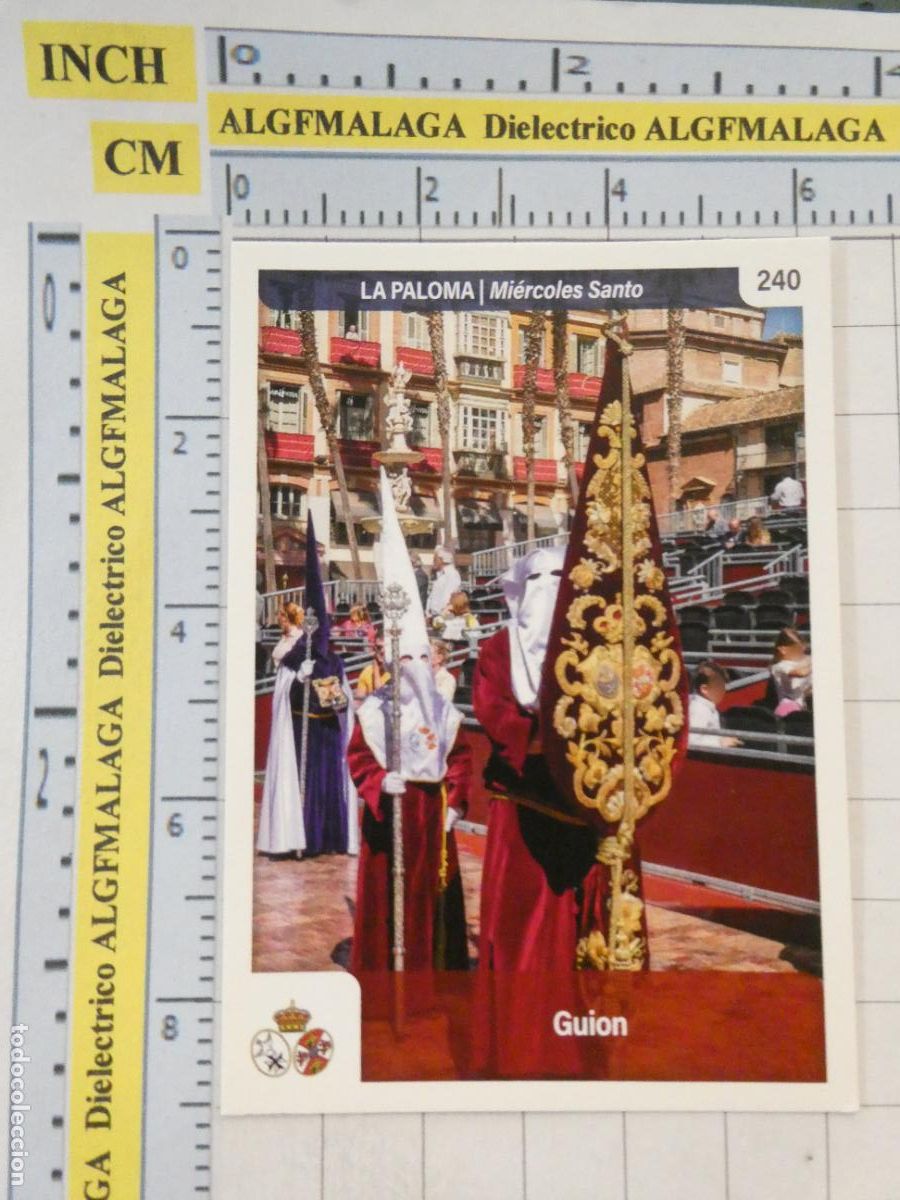 Trading cards: TARJETA TRADING CARD CROMO RELIGIOSO SEMANA SANTA M&Aacute;LAGA. HOLY CARDS 240 LA PALOMA GUI&Oacute;N