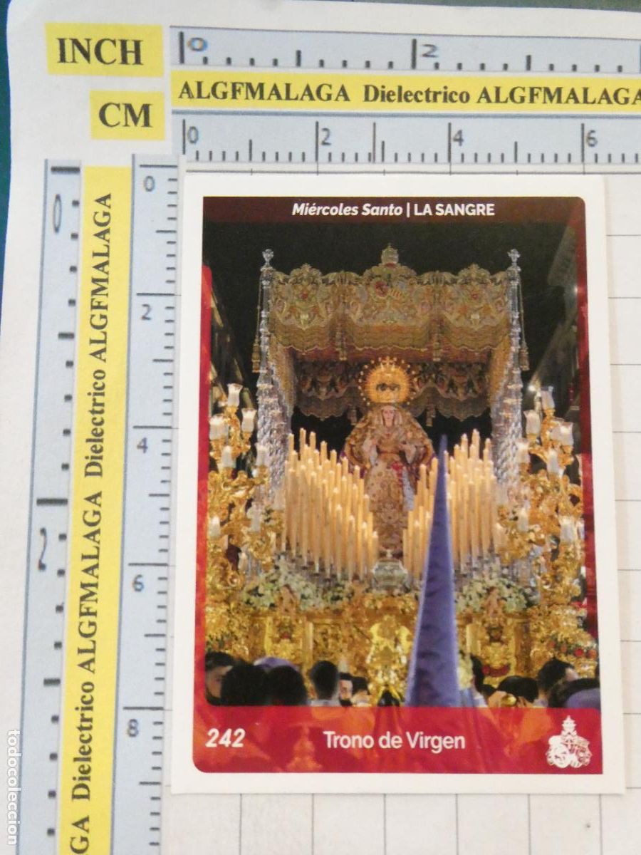 Trading cards: TARJETA TRADING CARD CROMO RELIGIOSO SEMANA SANTA M&Aacute;LAGA. HOLY CARDS 242 LA SANGRE TRONO VIRGEN