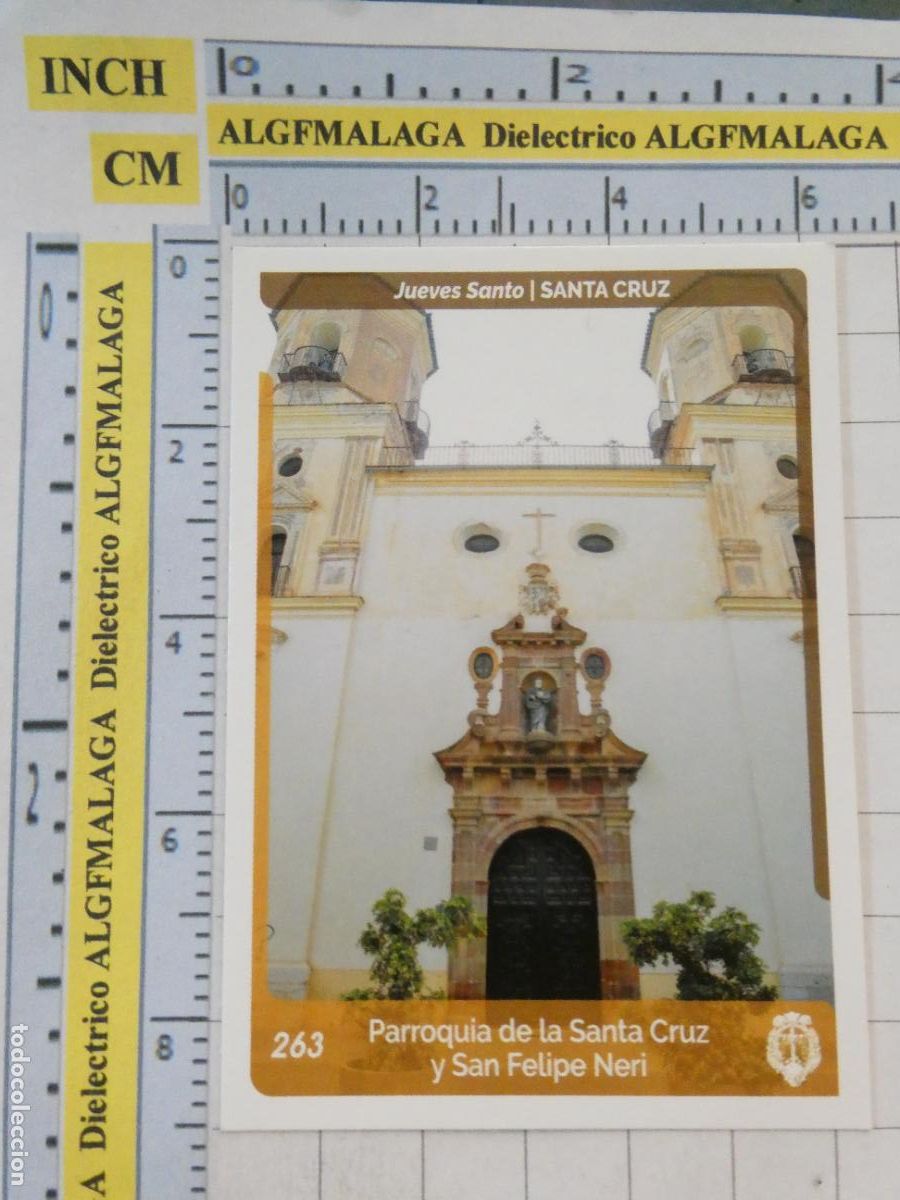 Trading cards: TARJETA TRADING CARD CROMO RELIGIOSO SEMANA SANTA M&Aacute;LAGA. HOLY CARDS 263 SANTA CRUZ PARROQUIA