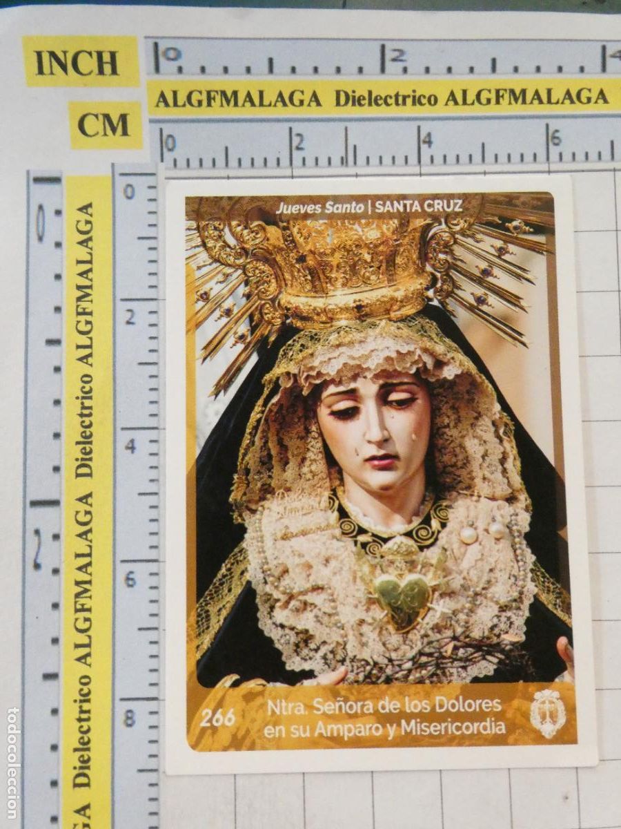 Trading cards: TARJETA TRADING CARD CROMO RELIGIOSO SEMANA SANTA M&Aacute;LAGA. HOLY CARDS 266 SANTA CRUZ DOLORES AMPARO