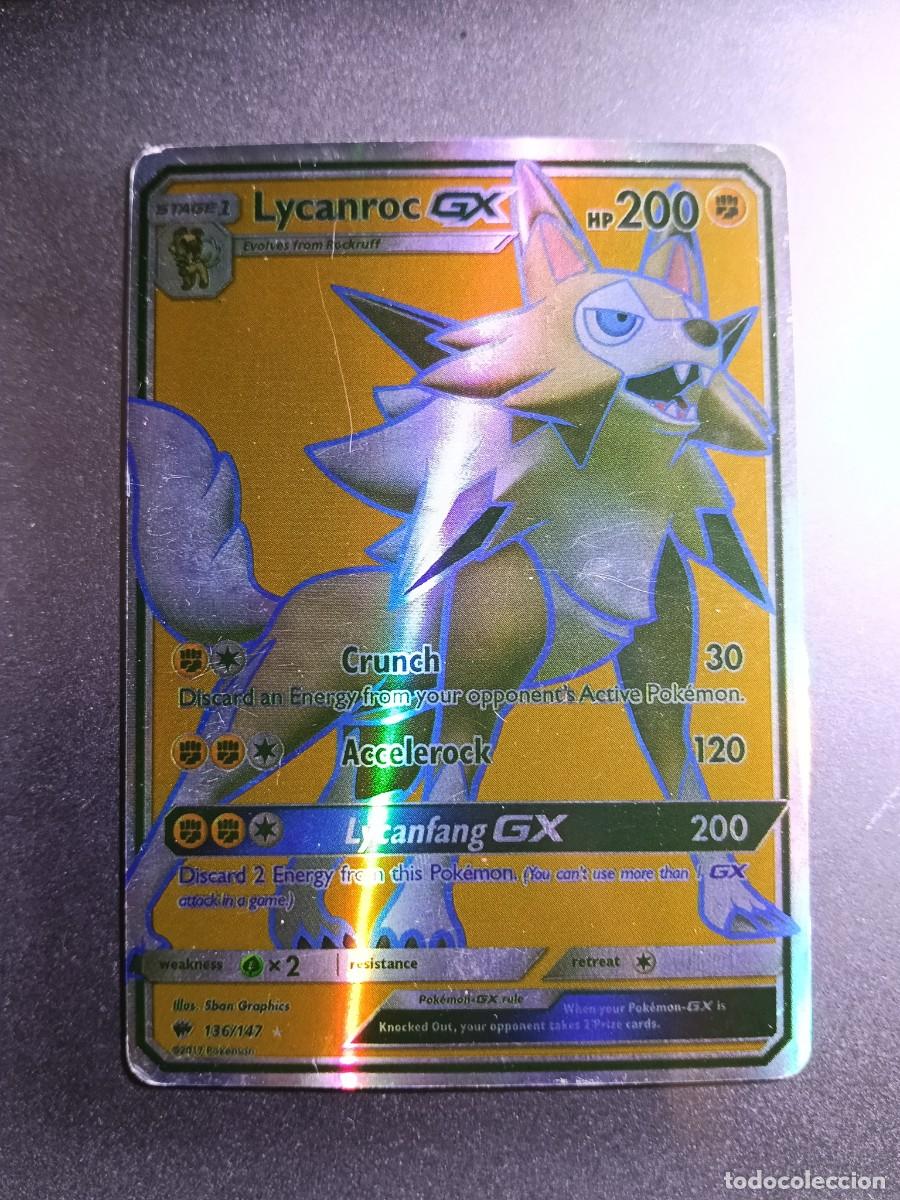 Trading cards: CROMO CARTA LYCANROC GX 136/147 CRUNCH ACCELEROCK BRILLANTE POKEMON 2017