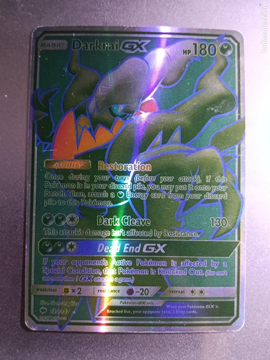 Trading cards: CROMO CARTA DARKRAI GX 139/147 RESTORATION DARK CLEAVE BRILLANTE POKEMON 2017