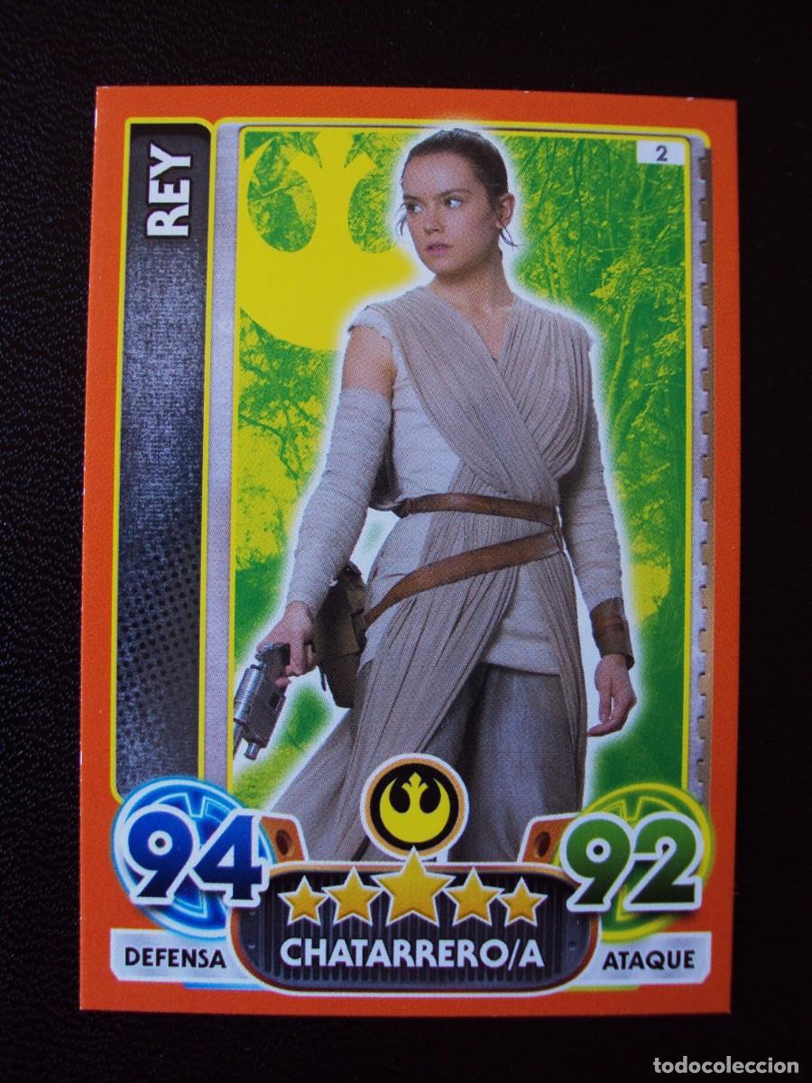 Cartes &agrave; &Eacute;changer: STAR WARS FORCE ATTAX EXTRA N&ordm; 2 REY TRADING CARD BASE TOPPS NUEVA