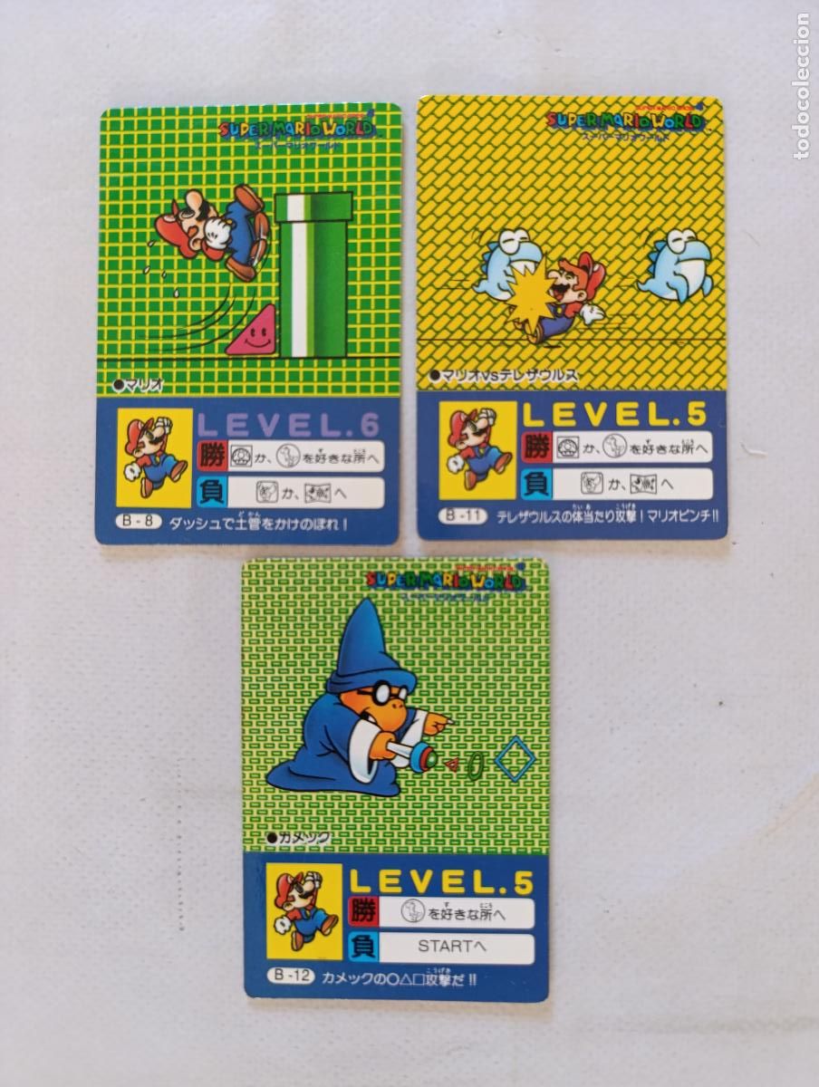 Trading cards: LOTE 3 CARDDASS SUPER MARIO WORLD - NINTENDO - N&ordm; B-8 B-11 Y B-12 - CARD / JAPON (F7C)