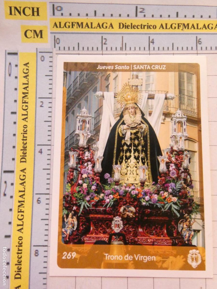 Trading cards: TARJETA TRADING CARD CROMO RELIGIOSO SEMANA SANTA M&Aacute;LAGA. HOLY CARDS 269 SANTA CRUZ TRONO VIRGEN