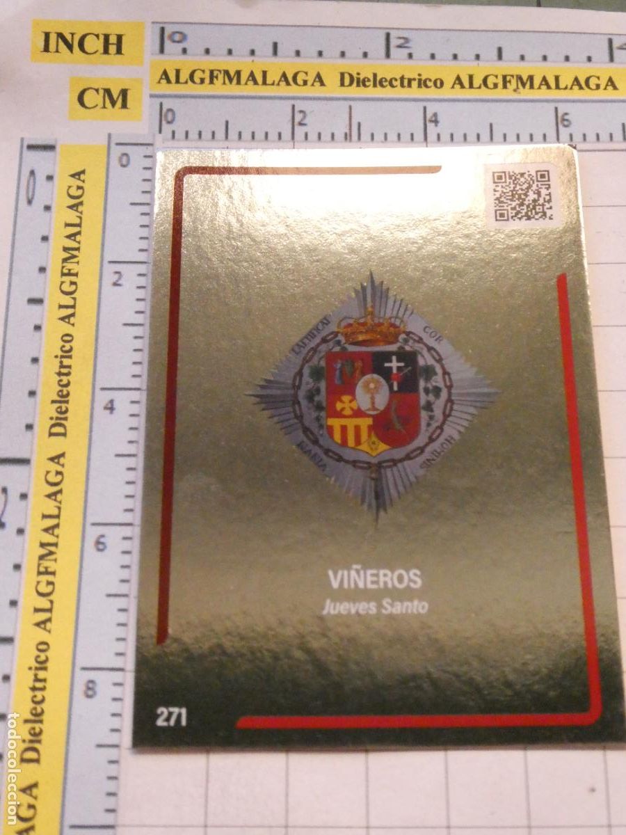 Trading cards: TARJETA TRADING CARD CROMO RELIGIOSO SEMANA SANTA M&Aacute;LAGA. HOLY CARDS 271 VI&Ntilde;EROS ESCUDO