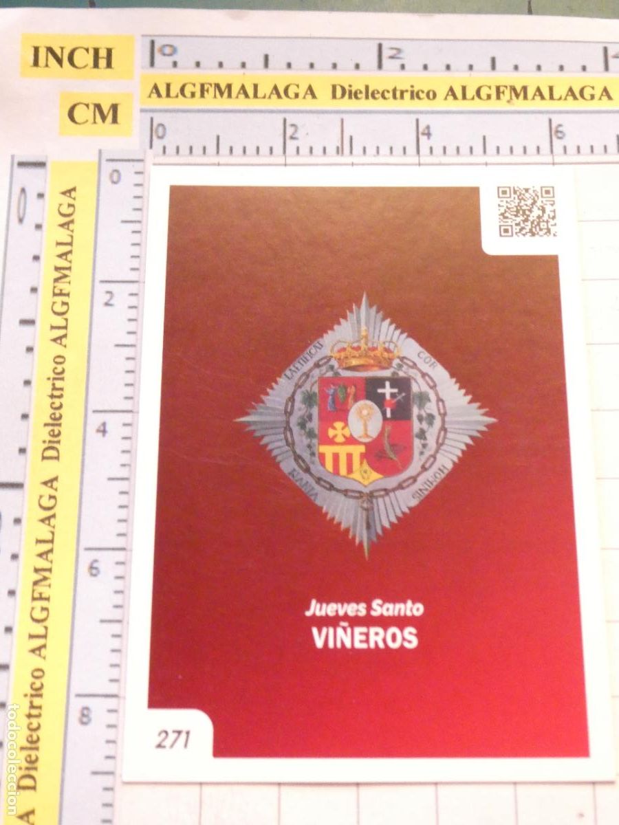 Trading cards: TARJETA TRADING CARD CROMO RELIGIOSO SEMANA SANTA M&Aacute;LAGA. HOLY CARDS 271 VI&Ntilde;EROS ESCUDO