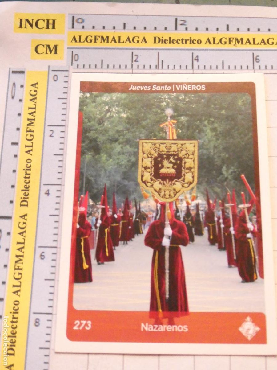 Trading cards: TARJETA TRADING CARD CROMO RELIGIOSO SEMANA SANTA M&Aacute;LAGA. HOLY CARDS 273 VI&Ntilde;EROS NAZARENOS