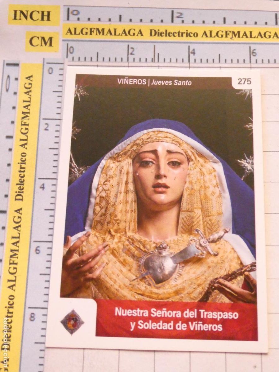 Trading cards: TARJETA TRADING CARD CROMO RELIGIOSO SEMANA SANTA M&Aacute;LAGA. HOLY CARDS 275 VI&Ntilde;EROS TRASPASO SOLEDAD