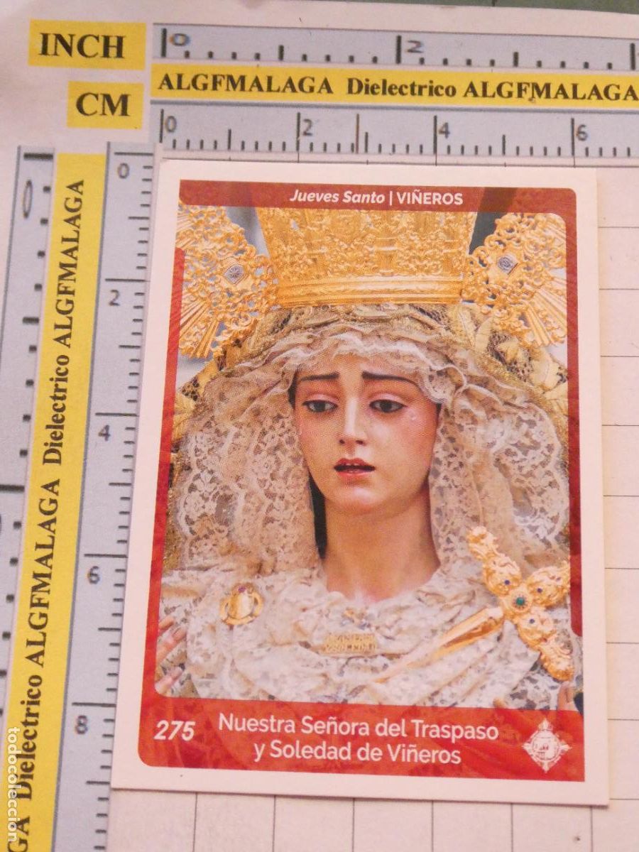 Trading cards: TARJETA TRADING CARD CROMO RELIGIOSO SEMANA SANTA M&Aacute;LAGA. HOLY CARDS 275 VI&Ntilde;EROS TRASPASO SOLEDAD