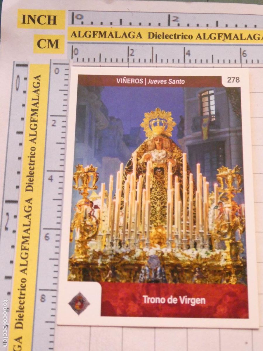 Trading cards: TARJETA TRADING CARD CROMO RELIGIOSO SEMANA SANTA M&Aacute;LAGA. HOLY CARDS 278 VI&Ntilde;EROS TRONO VIRGEN