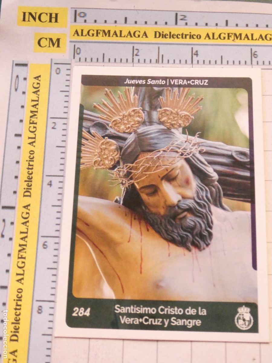 Trading cards: TARJETA TRADING CARD CROMO RELIGIOSO SEMANA SANTA M&Aacute;LAGA. HOLY CARDS 284 VERA CRUZ CRISTO