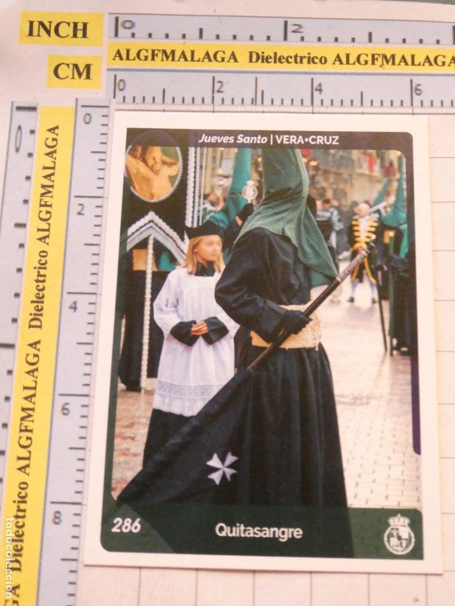 Trading cards: TARJETA TRADING CARD CROMO RELIGIOSO SEMANA SANTA M&Aacute;LAGA. HOLY CARDS 286 VERA CRUZ QUITASANGRE