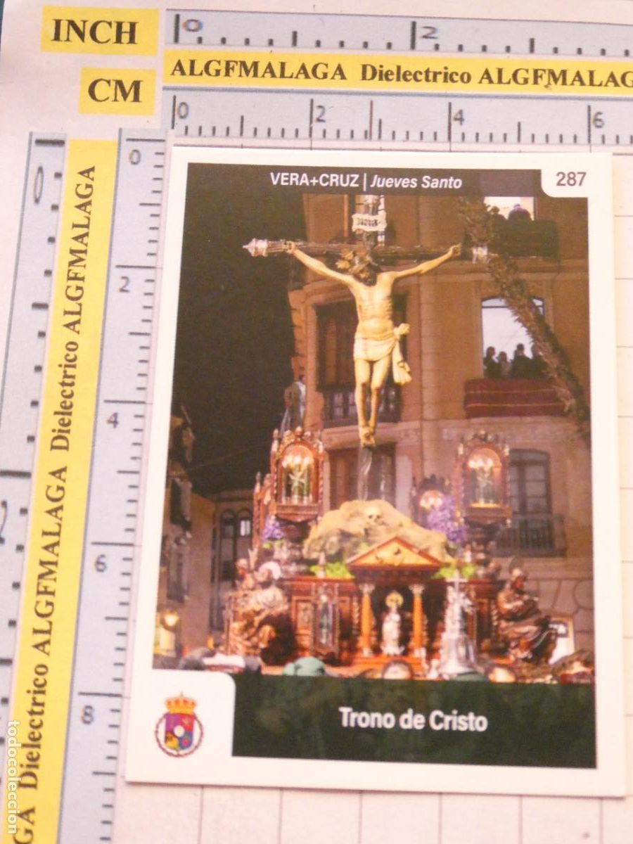 Trading cards: TARJETA TRADING CARD CROMO RELIGIOSO SEMANA SANTA M&Aacute;LAGA. HOLY CARDS 287 VERA CRUZ TRONO CRISTO